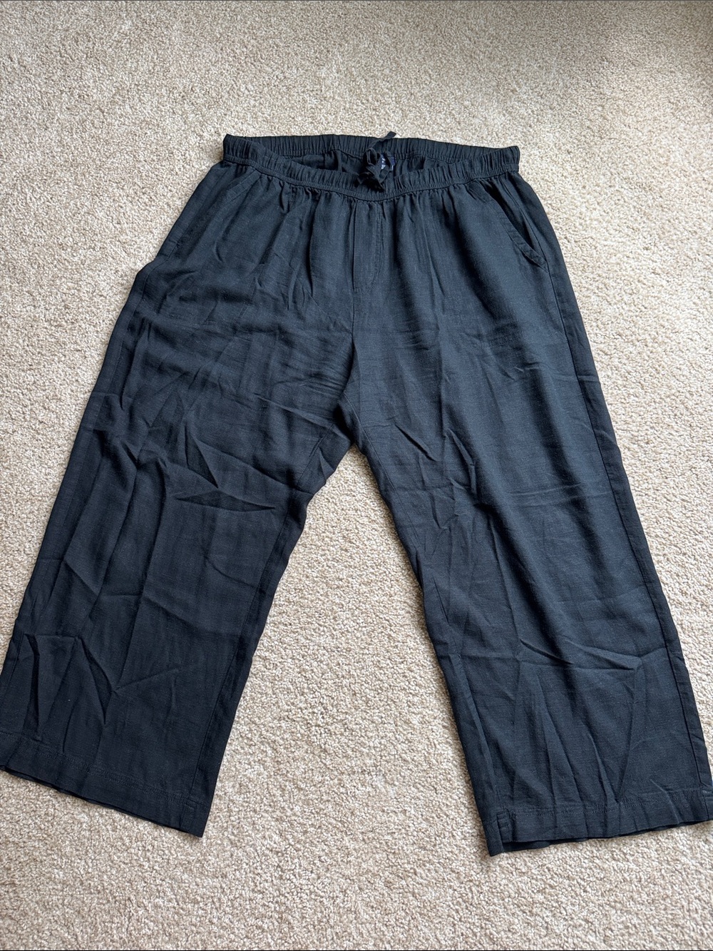 Splendid Linen style Black Casual Drawstring Pants